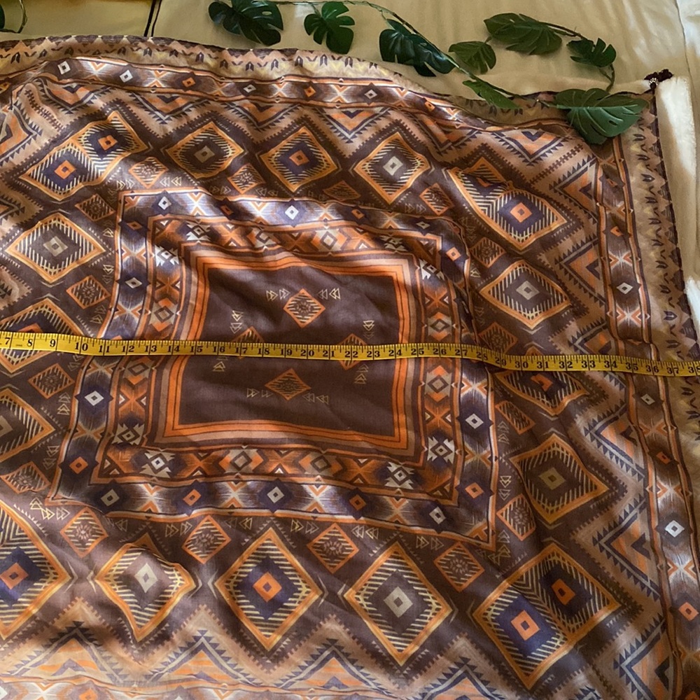 Large Geometric Square Scarf with Tassels!! - Picture 3 of 5